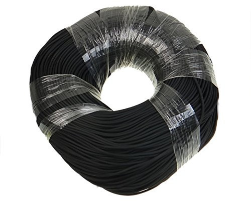 Perlin 10 Meter Kautschukband 1mm Schwarz Kautschukschnur Rund, Kunstleder Band, Gummiband Schmuckband