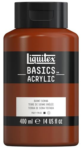 Liquitex 8870332 Basics - peinture acrylique, peinture artistique monopigmentée, résistante à la lumière, qualité archive, finition satinée, pot de 400 ml - Terre De Sienne Brûlée