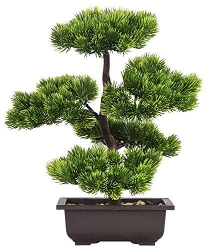 AIVORIUY Bonsaï Artificiel en Pot Faux Plantes Décoration Maison Vert Japonais Pin Bonsaï Arbre pour La Décor de la Bureau Jardin des Fées Zen Affichage Cour Intérieure Affichage de Bureau