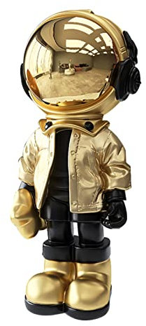 Vinbcorw Astronaut Figurine Statue,Astronaut Planet Statuen Figur Ornament, Desktop Decor Home Decor Restaurant Schreibtisch Büro Wohnzimmer Tischdeko Silvester Deko,Gold