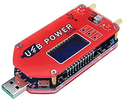 Fasizi 15W USB Step UP Módulo de fuente de alimentación Boost convertidor ajustable potenciómetro de control de velocidad del ventilador con pantalla LCD - Rojo