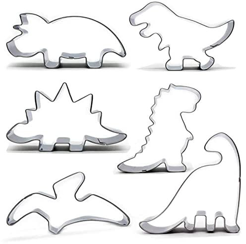 MYSUNBAR Dinosaurier Ausstechformen Set,Dinosaurier Ausstechformen Sandwich,Dino Keksausstecher groß,Keksausstecher Dinosaurier groß, Lebensmittelechter Stahl