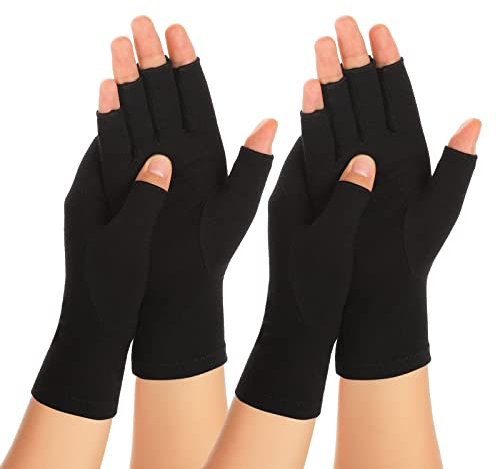 Zexhoor 2 Paar Arthritis Kompressionshandschuhe für Damen und Herren, Karpaltunnelschmerzlinderung, fingerlos für Tippen und tägliche Arbeit