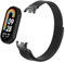 HchenH Bracelet Compatible with Xiaomi Smart Band 9/Mi Band 8, Stainless Steel Metal Adjustable Replacement Strap, Magnetic Mesh Woven Watch Straps for Xiaomi Smart Band 9/Mi Band 8 - Schwarz