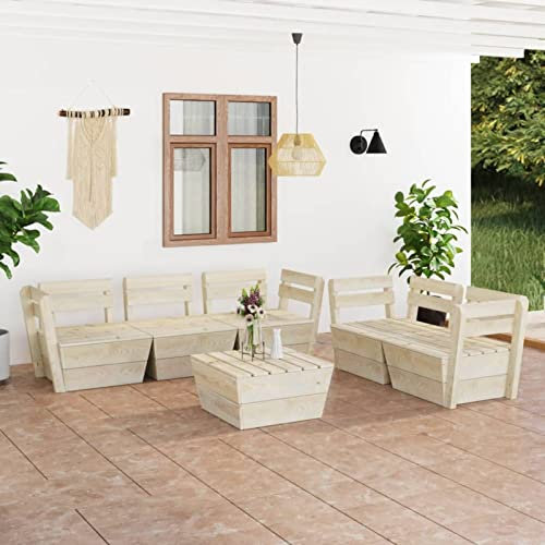 BULANED 6-TLG. Garten-Paletten-Lounge-Set, Möbelsets, Gartenmöbel, Garten Lounge, Lounge Set, Loungemöbel Terrasse, Terrassenmöbel, Imprägniertes Fichtenholz
