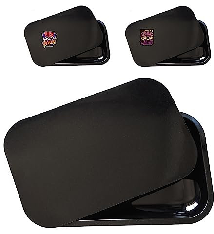 LOSTABA Rolling Tray with Magnetic Lid, Metal Tray with Cover. Comes with Sticker (11”x7”)…