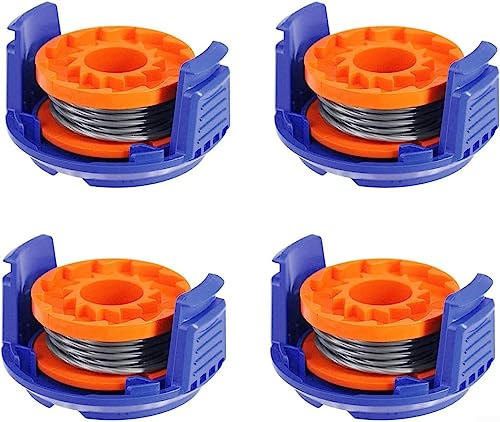 Oniissy 4 PACK Grass Trimmer Spool Lines fit for MacAllister MGTP18Li Strimmer Trimmer Replacement Spool Cover And Line 1.5mm dia 2.5m long (4 spools + 4 Covers)