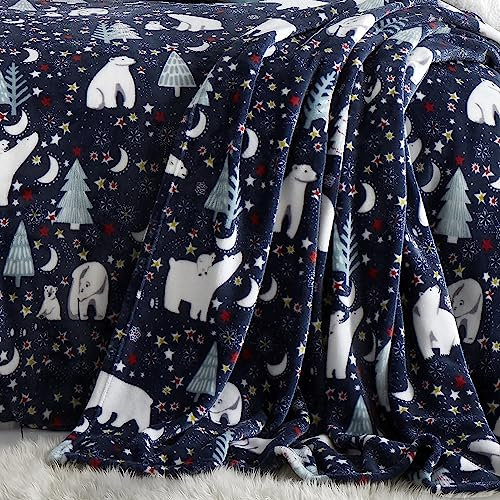 Fusion Coperta in pile con motivo natalizio Notte stellata, 120 x 150 cm, colore: blu