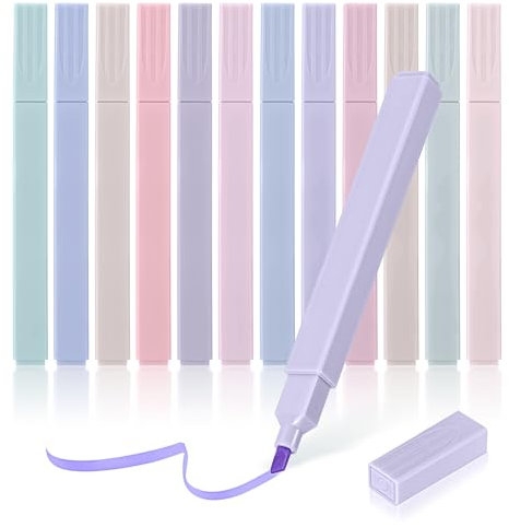 MumdoYAL Textmarker, 12PCS Ästhetische Textmarker Pastell Set, No Bleed Dry Fast Easy to Hold,für Journal Bibel Planer Notizen Schule Bürobedarf