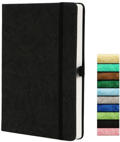 Beinushor Dotted Journal, A5 Dotted Journal mit 120GSM Papier, 164 Seiten Dotted Notizbuch, Stiftschleife, Innentasche, Elastisch Banded, Schwarz