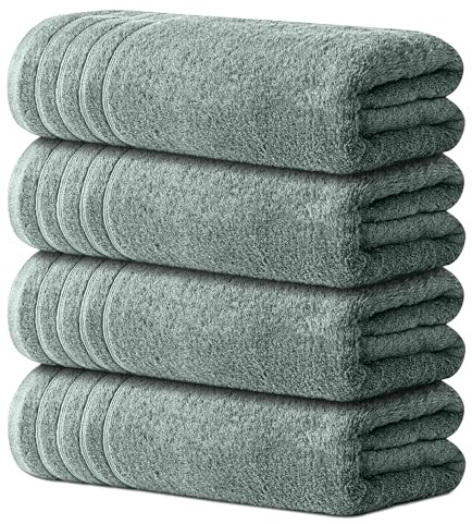 Avalon Towels Bath Towels Set of 4, Size 30 x 60 Inches - 60% Cotton, 40% Viscose Made from Bamboo, Soft and Absorbent, Quick Drying, Lightweight, Perfect for Daily Use