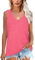 NONSAR Camiseta básica de verano sin mangas para mujer. Camiseta elástica con cuello en V y bolsillo, camiseta interior cómoda de estilo informal, Rojo sandía, L