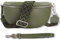 Blade Bauchtasche Damen Echtleder, stylische Gürteltasche Damen mit 2 gemusterten und Leder abnehmbaren & verstellbaren Breiten Gürteln, Crossbody Bag Damen, Hochwertige Brusttasche für Frauen-Khaki
