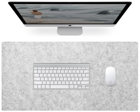 Grand sous-main de bureau en feutre antidérapant pour bureau ou maison - Grand tapis de souris et clavier - Gris clair - 120 x 60 cm