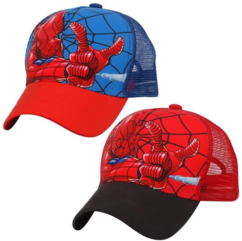 PQKL-party Spider Cap Kinder,2pcs Spider Basecap Kinder,Spider Kinder Cap,Spider Kinder Caps Jungen,Verstellbar Kinder Snapback Cap Baseballmütze,Spider Cap Sonnenhut, Spider Sommerhut für Jungen