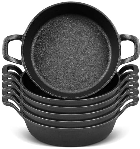 Ziliny 6 Pack Mini Cast Iron Skillets 7 x 7 x 1.7 Inch Pan Ramekin Set