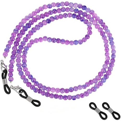 Molain Brillenkette für Damen, Brillenhalter Riemen Brillen Kette, Brillenband Damen Bunte Perlen Anti-Rutsch für Brillenzubehör Brillenbänder für Damen Herren Sport Brillen und Sonnenbrillen(lila)