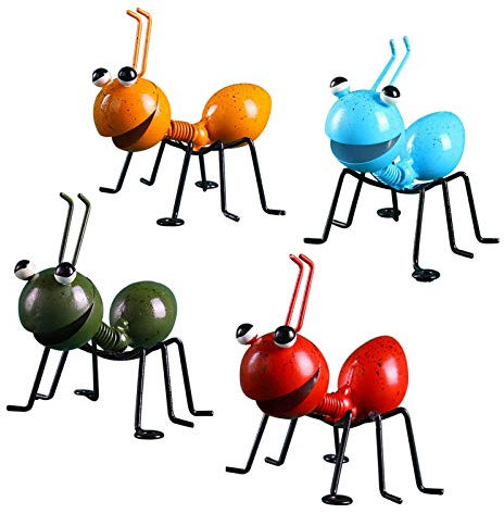 Wanddekoration Ameise Aus Metall, 4er Set Rostfreie Ameisen Deko, Garten Yard Zaun Wandskulpturen Ornament Indoor Outdoor, Skulptur Für Rasen Schlafzimmer Wohnzimmer