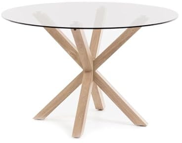 S & S Saldos y Stocks Mesa Redonda de Cristal Templado 120cm. Comedor o Cocina Cambria
