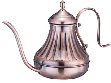 TERNCOEW Café de bronce sobre goteo, boca fina, cuello de cisne largo, boquilla de acero inoxidable 304, cafetera con molinillo