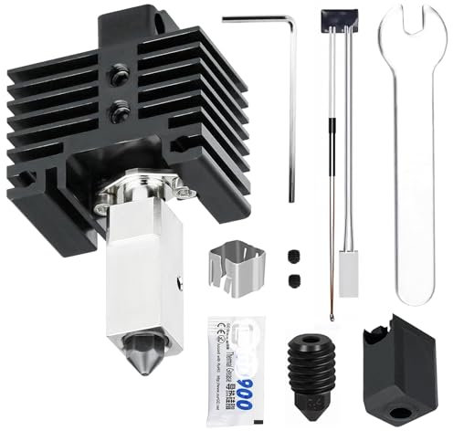 HIKUDIY Upgraded Hotend Kit per stampante 3D Bambu Labs P1S/P1P, con blocco riscaldante in rame placcato Titanium Heat Break, ugello in acciaio extra temprato, base in silicone Hotend, termistore (non