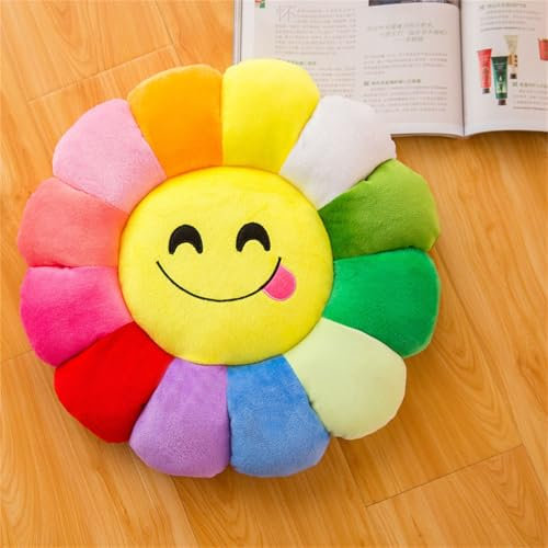 champracer Sonnenblumen-Bodenkissen für Kinder, Weiches Plüschkissen, Sofakissen, weiches Sitzkissen, für Kinder, zum Lesen, Fernsehen, Schlafzimmer, Dekoration (schelmisch, 40 cm)