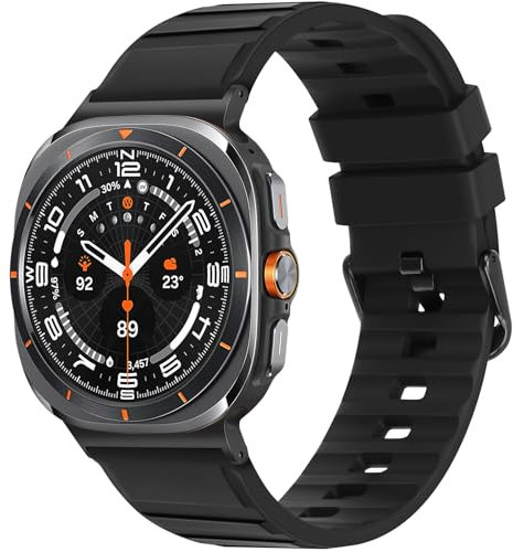 Tasikar No Gap Bands Compatible with Samsung Galaxy Watch Ultra 47mm Soft Silicone Sport Strap for Galaxy Watch Ultra 47mm Women Men, Black