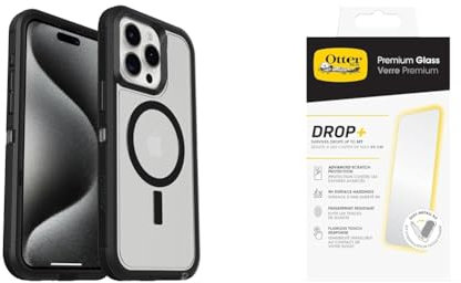 OtterBox Defender XT Clear Apple iPhone 15 Pro Max Dark Side - clear/black with Premium Tempered Glass Protector