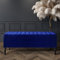 Safar Striped Ottoman Storage Bench, End of Bed Bench with Legs, Entryway Bench with Storage, Shoe Storage Ottoman Box, Rectangle Storage Footstool (Sapphire Blue Velvet, 4ft (120x40x50)CM)