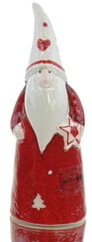 Gasper Weihnachtsmann Rot mit weißer Mütze stehend 15 cm - Keramik