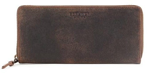 Berliner Bags Große Geldbörse Damen Palma Vintage aus Leder - Braun | Portemonnaie Damen, Geldbeutel groß Leder, 14 Kartenfächern, TÜV-geprüfter RFID-Schutz, YKK-Reißverschluss, Geschenkbox