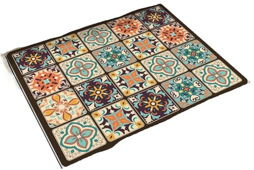 Waschmaschinenauflage 1pc Vintage Checkered Printed Washing Machine Dust Cover Pad, Quick-Dry Absorbent Protective Top Mat For Washer And Dryer Für Waschmaschine, Trockner(Retro Plaid)