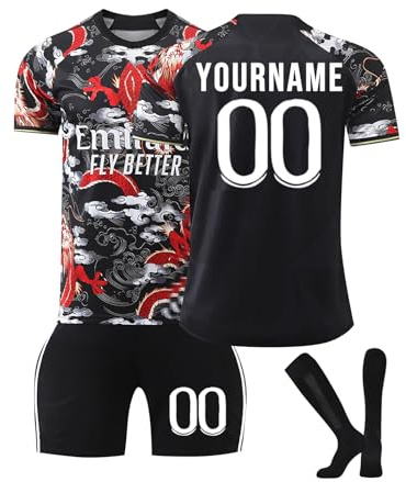 24/25 Home/Away Football Jersey Set, Sports Kits for Kids Adult, Personalized DIY Strips With Name Number, Shorts Socks Set Birthday Gifts for Boys UK
