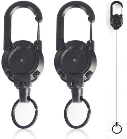 SGERUFZ 2 PCS Porte Clé Rétractable Durable, Porte Badge Rétractable, Câble en Acier, Porte ID, Porte Carte, Clés et Cartes (80 cm)