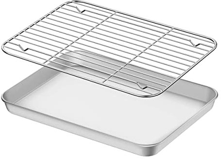 Cabilock Camping Baking Tray Cooling Rack Kitchen Baking Pan Wear-Resistant Stainless Steel Baking Tray Multi-Function Rack