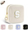 Trousse per Trucchi Donna Personalizzata Iniziale Piccola Borsa da Cosmetici Beauty Case da Viaggio Accessori Pochette Trucchi Organizer in Velluto a Coste Regalo per Ragazza Amica Compleanno Beige S