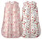 MIKAFEN Lot de 2 Gigoteuses d'été pour bébé 0,5 Tog, 100% Coton, Gigoteuse d'été pour Enfants pour garçons et Filles, Animaux et Fleurs Roses, 6-14 Mois
