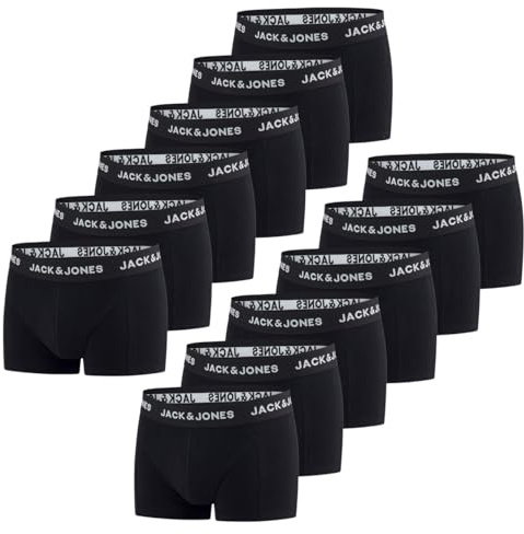 JACK & JONES Boxershorts Herren 12er Pack JACJEANS Trunks Basic Boxer | Stretch Unterhosen Unterwäsche Retroshorts Set Baumwolle Schwarz Rot Grün Blau Grau S M L XL XXL 3XL