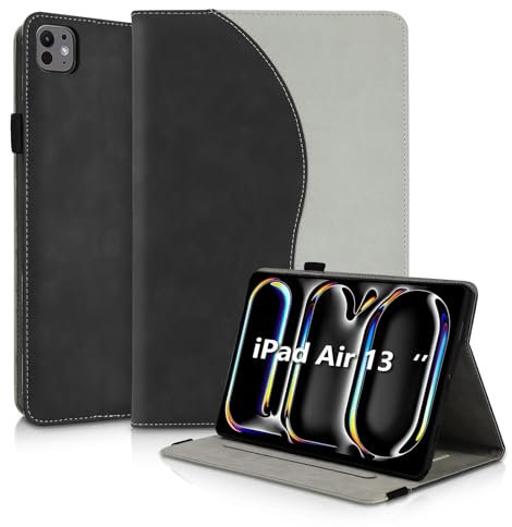 Succtopy Coque pour iPad Air 13 Pouces M3/M2 (2025/2024) Housse de Protection Étui en Cuir PU à Rabat avec Support Fonction iPad Air 13 Pouces M3/M2 (2025/2024) Noir