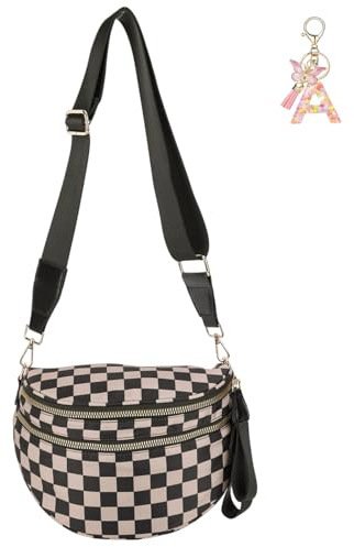 Karierte Crossbody-Tasche for Frauen Karierte Bum-Geldbeutel Fashion Checkerboard Fanny Pack(Khaki)