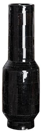 GILDE Bodenvase Black Disco - Keramik - Schwarz - Höhe 51 cm x Ø 16 cm - Dekovase