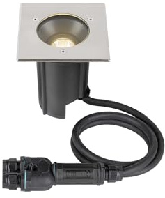 SLV Bodeneinbauleuchte 1007811 / LED Spot für Terrasse, Outdoor-Strahler, Einbau-Lampe Garten, Bodenlampe für Außen / IP67 3000K 6.5W 450lm edelstahl dimmbar 24Grad