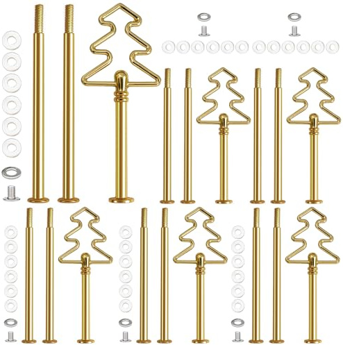 6 Pack Etageren Stangen Set, Metallstangen Mittellochausstech, Etagere Bausatz Vintage Metallstange, Etagere Bausatz, Etageren Tortenständer, Weihnachtsbaumform, Hochzeitstorte Tortenständer (A)