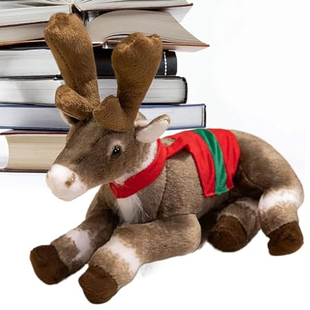 Byuexhp Rentier Kuscheltier,Weihnachten Süße Heimdekoration - Feiertags Plüschpuppe Begleitspielzeug,Für Erwachsene Kinder Schlafzimmer Wohnzimmer Sofa Kinderzimmer Büro Wohnung Geburtstag Reise Party