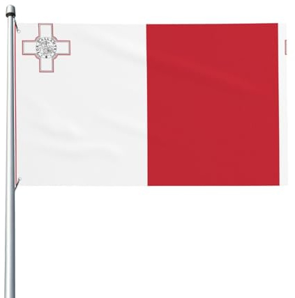 Flagge von Malta. Gartenflagge für den Außenbereich, 90 x 152 cm, lebendiger Druck, Polyester-Banner, einfach aufzuhängen, für Terrasse, Party, Camping.