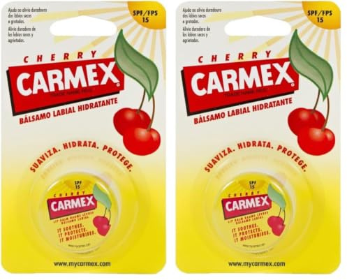 Carmex Bálsamo Labial SPF 15, Tarro Cereza, 7,5g (Paquete de 2)