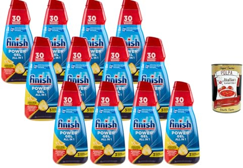 Italian Gourmet Gel lave-vaisselle tout en 1 citron 12 x 600 ml Gel pour lave-vaisselle Forte élimination des graisses Formule rapide à dissolution rapide pour programmes Eco courts Nettoyage brillant