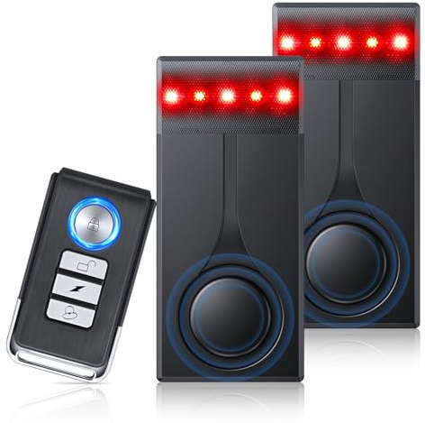 Allarme auto da 108 dB, antifurto auto con sensore di vibrazione e luce rossa, telecomando senza fili, con fissaggio magnetico per camper, SUV e camion