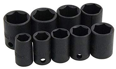9 Piece 3/8 Impact Socket Set ON Rail