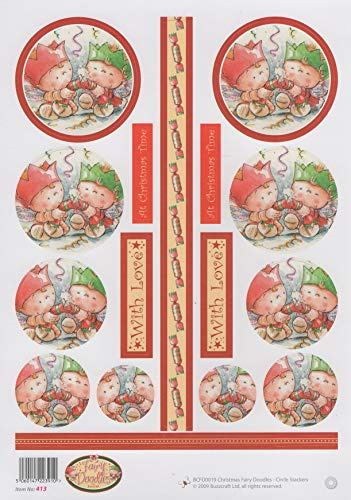 Buzzcraft 3D Die Cut Circle Stackers Decoupage Sheet - 413 Christmas Fairy Doodles
